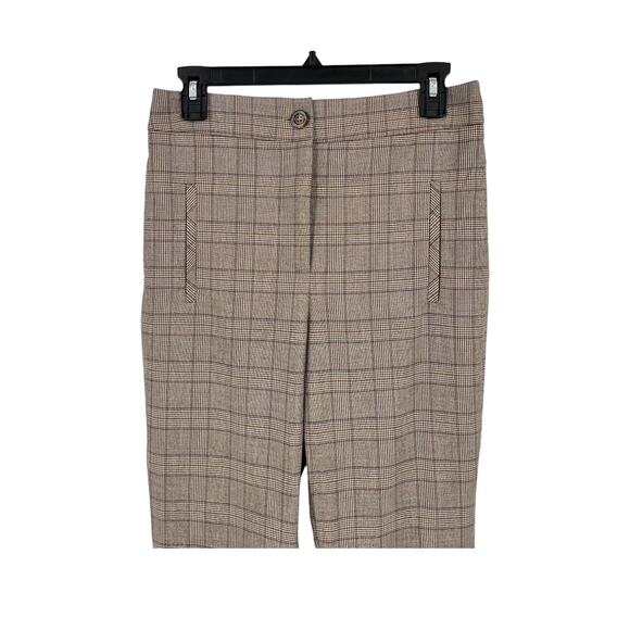 Veronica Beard Pants Arte straight cropped plaid brown size 6 - Picture 3 of 8